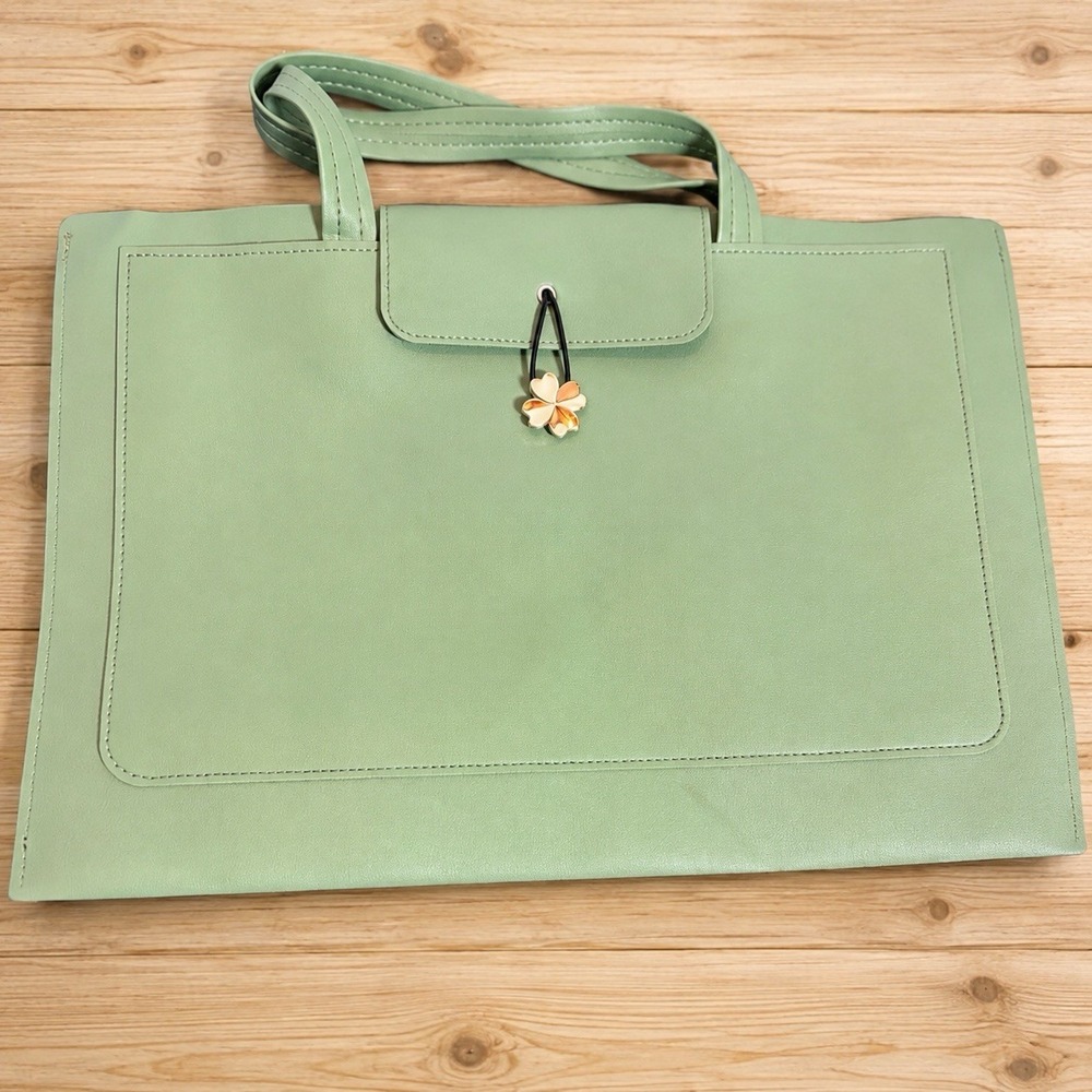 Mint Green 13–14 Inch Laptop Tote Bag Shoulder Carryall Flower Charm[J]